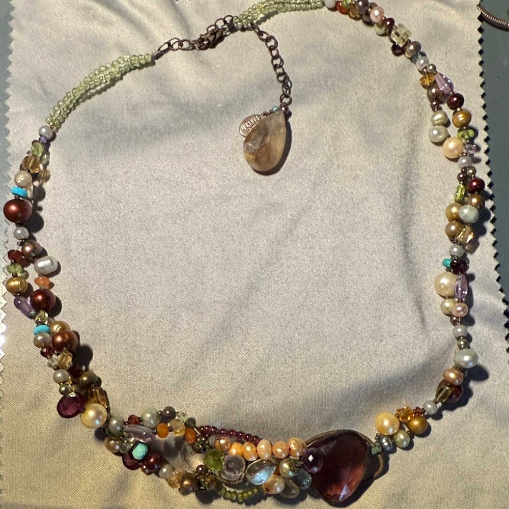 Gorgeous Custom Anna Balkan Beaded Necklace with Gold and Purple Accents - Picture 2 of 4